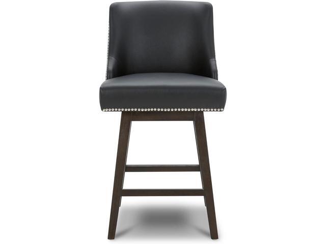 CHITA Counter Height Swivel Barstools, FSC Certified 26' H Seat Height Upholstered Bar Stools Set of 2, Faux Leather in Black