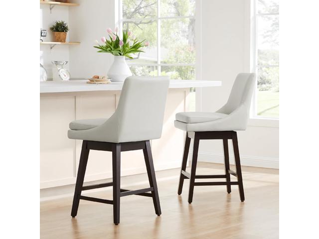 CHITA Counter Height Swivel Bar Stools with Back Set of 2, FSC Certified Upholstered Faux Leather Swivel Barstool, 26.8' H Seat Height, PU Leather...