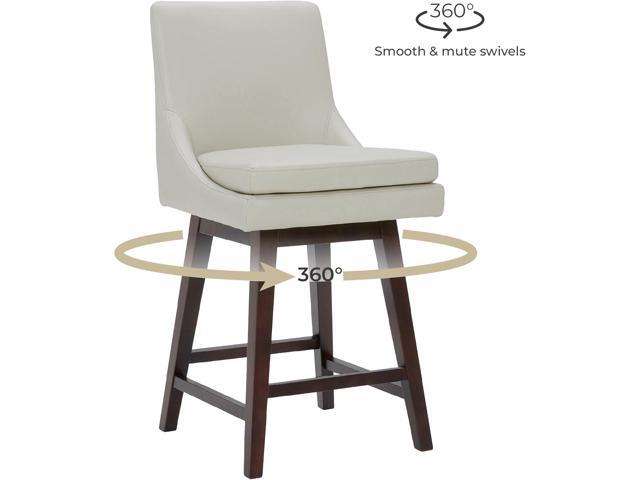CHITA Counter Height Swivel Bar Stools with Back Set of 2, FSC Certified Upholstered Faux Leather Swivel Barstool, 26.8' H Seat Height, PU Leather...