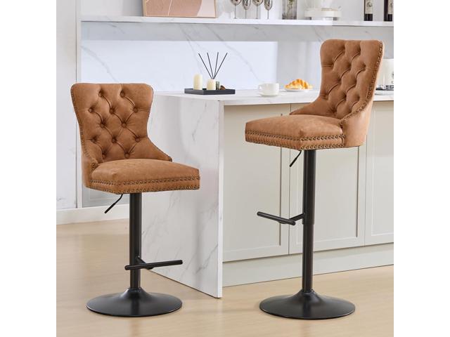 Bar stools Set of 4, Modern Swivel Bar Chairs with Thickened Cushion, Adjustable Counter Height Barstools with Upholstered Back, Easy Assembly for...