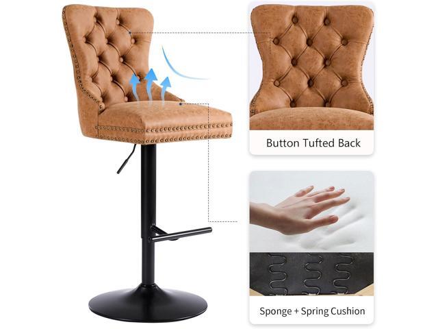 Bar stools Set of 4, Modern Swivel Bar Chairs with Thickened Cushion, Adjustable Counter Height Barstools with Upholstered Back, Easy Assembly for...