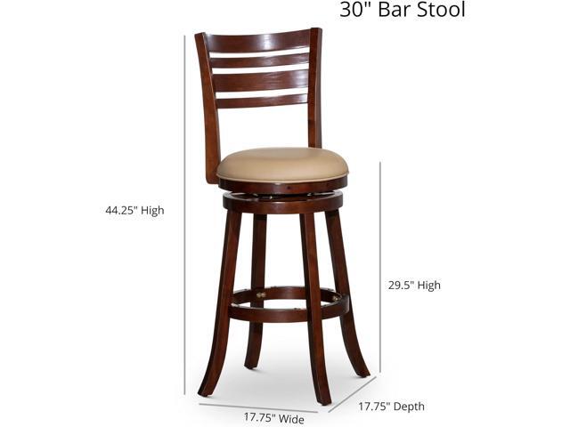 DTY Indoor Living Granby Slat Back Fabric Swivel Stool, 30 Bar Height, Espresso Finish, Beige Fabric Seat