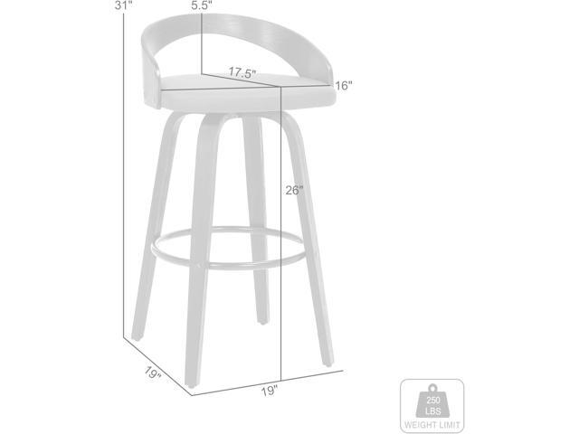 Armen Living Sonia 26' Counter Height Swivel Gray Faux Leather and Walnut Wood Bar Stool
