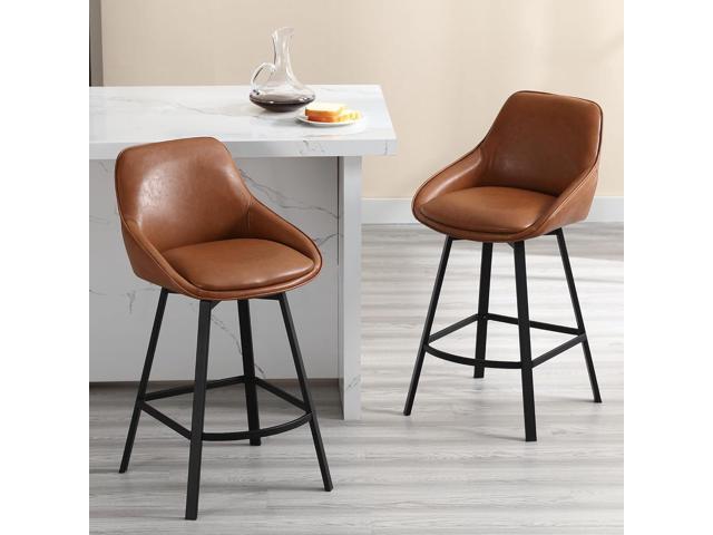 Flouki Swivel Counter Stools, 25 Inches Stools for Kitchen Counter, Modern Swivel Bar Stools for Kitchen Island, Counter Height Chairs, Metal Base,...