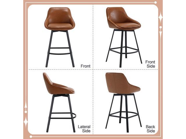 Flouki Swivel Counter Stools, 25 Inches Stools for Kitchen Counter, Modern Swivel Bar Stools for Kitchen Island, Counter Height Chairs, Metal Base,...