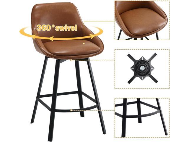Flouki Swivel Counter Stools, 25 Inches Stools for Kitchen Counter, Modern Swivel Bar Stools for Kitchen Island, Counter Height Chairs, Metal Base,...