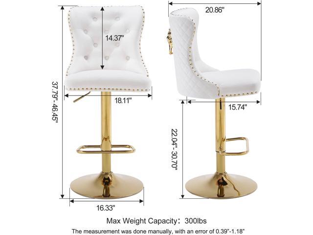 Swivel Gold Bar Stools Set of 2, Velvet Adjustable Barstools with Tufted Back, Nailheads Trim and Pull Ring, Counter Height Upholstered Bar Chairs...