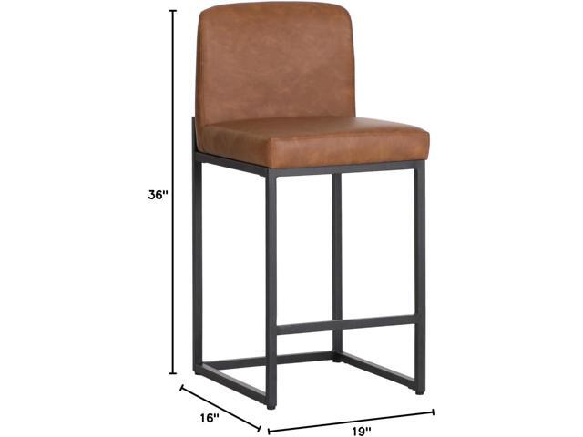 PHI VILLA Bar Stools Set of 4 - Counter Height 24'' Bar Stool Pu Leather Kitchen Modern Bar Chairs, Bar Stools with Back