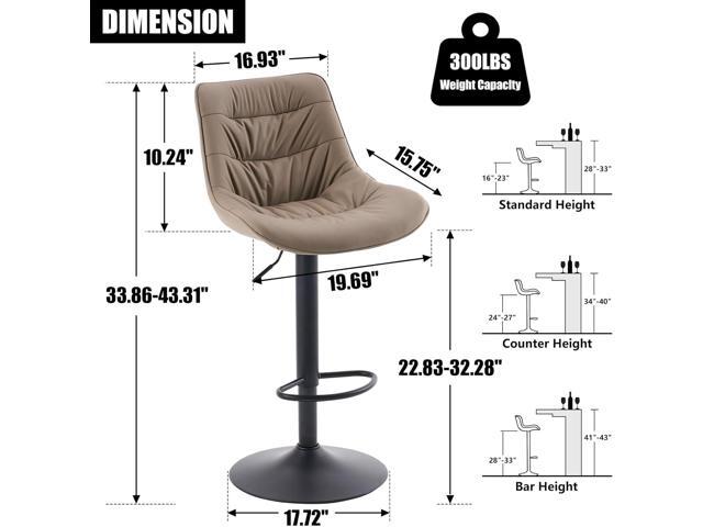 Kidol & Shellder Bar Stools Set of 2 Swivel Adjustable Barstools for Kitchen Island Counter Height Bar Stool Upholstered Bar Chairs Modern Counter...