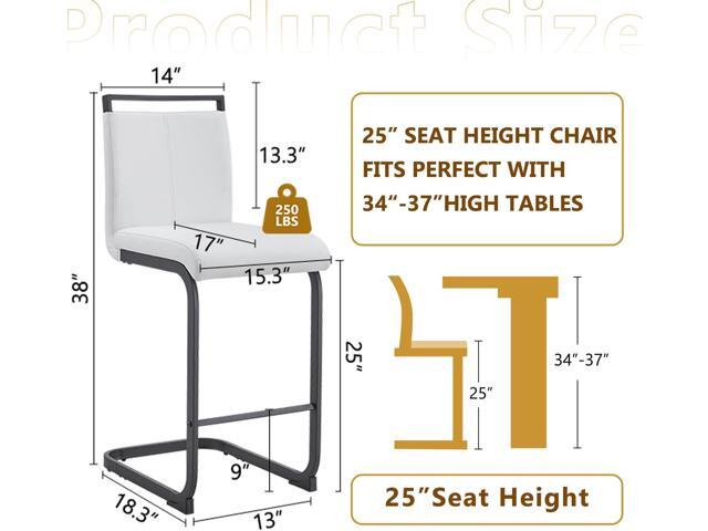 Bar Stools Set of 4,Counter Height Bar Stools with Backs,White Faux Leather Kitchen Stools with Black Powder Coated Metal Legs,High Dining Chair...