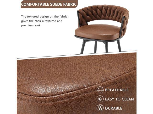 BV Counter Height Bar Stools Set of 2, 26 inch Seat Height Bar Stools, 180° Swivel Barstools with Woven Back and Footrest, Suede Fabric Counter...