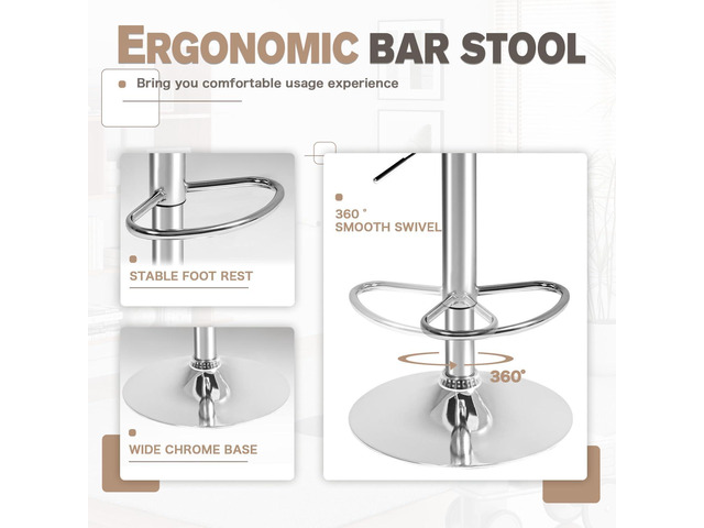 Furmax Bar Stools with Armrest Modern PU Leather Swivel Adjustable Hydraulic Bar Stool X-Large Base and Seat Square Counter Height Stool Set of 2...