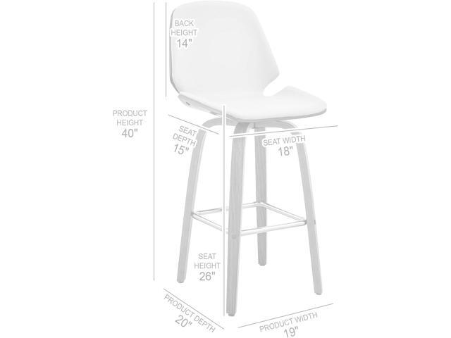 Armen Living Arabela Mid Century Modern Swivel Bar Stool for Kitchen Island Counter in Gray Faux Leather and Black Wood, 26' Seat Height