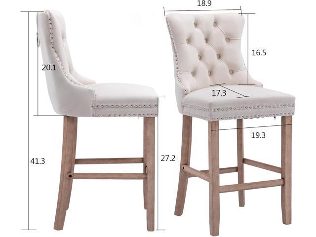 Aoowow Velvet Upholstered Counter Height Bar Stools Set of 2, Counterstool Seat Height 27.2', Wingback Armless Bar Chairs Button Tufted with Solid...