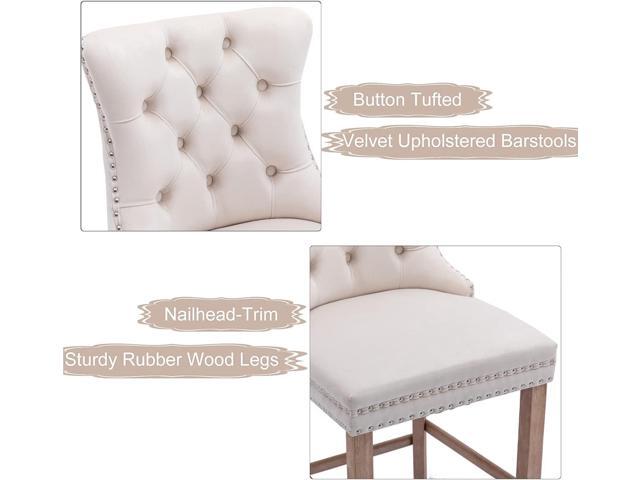 Aoowow Velvet Upholstered Counter Height Bar Stools Set of 2, Counterstool Seat Height 27.2', Wingback Armless Bar Chairs Button Tufted with Solid...