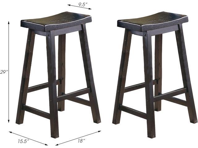 Lexicon Victoria Saddle Solid Wood Bar Height Bar Stool Set of 2 - Saddle Kitchen Stool Dining Height Stools for Dining, Armless Chair Seating,...