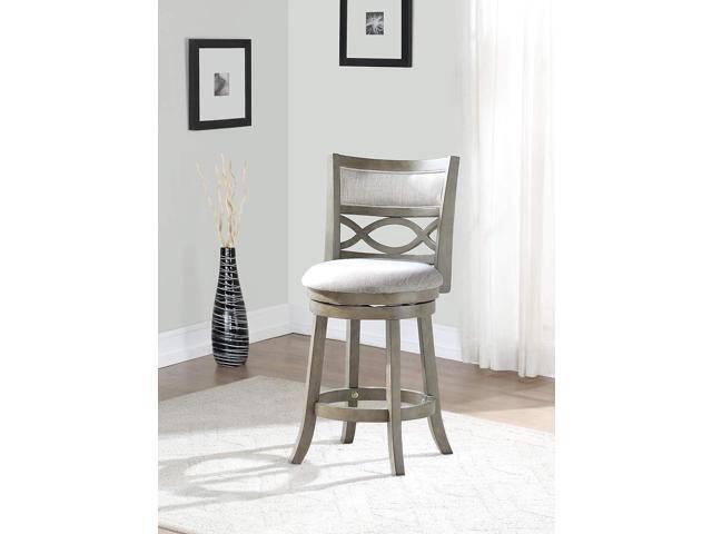 New Classic Furniture Manchester Counter Height Swivel Bar Stools, Set of 2, 24-Inch, Fabric Upholstered Seat & Back Rest, Gray