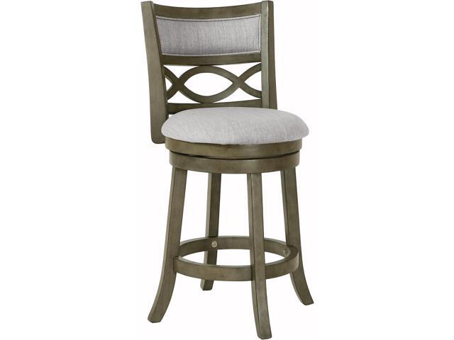 New Classic Furniture Manchester Counter Height Swivel Bar Stools, Set of 2, 24-Inch, Fabric Upholstered Seat & Back Rest, Gray