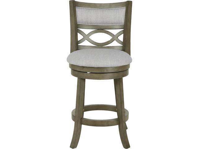 New Classic Furniture Manchester Counter Height Swivel Bar Stools, Set of 2, 24-Inch, Fabric Upholstered Seat & Back Rest, Gray