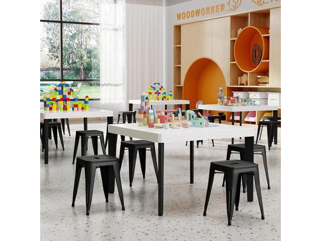 HAOBO Home Industrial Metal Barstools Classroom Stools Short Stools [Set of 4] Stackable for Indoor/Outdoor 18' Dining Chair
