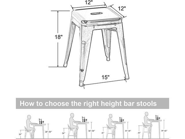 HAOBO Home Industrial Metal Barstools Classroom Stools Short Stools [Set of 4] Stackable for Indoor/Outdoor 18' Dining Chair
