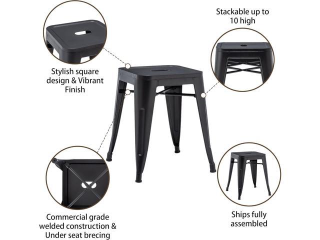 HAOBO Home Industrial Metal Barstools Classroom Stools Short Stools [Set of 4] Stackable for Indoor/Outdoor 18' Dining Chair