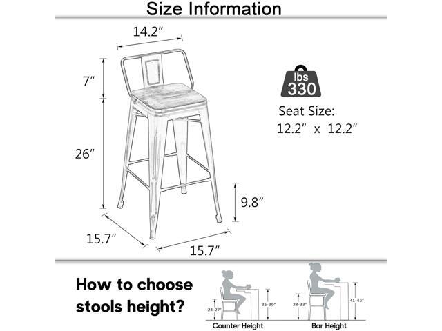 Tongli Metal Bar Stools Set of 4 Barstools Counter Height Bar Stools with Back Industrial Bar Stool Indoor Counter Stool Kitchen Island Stools...