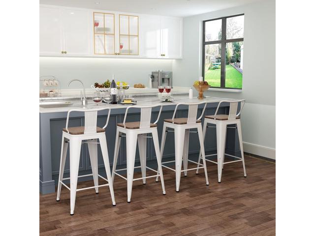 Tongli Metal Bar Stools Set of 4 Barstools Counter Height Bar Stools with Back Industrial Bar Stool Indoor Counter Stool Kitchen Island Stools...
