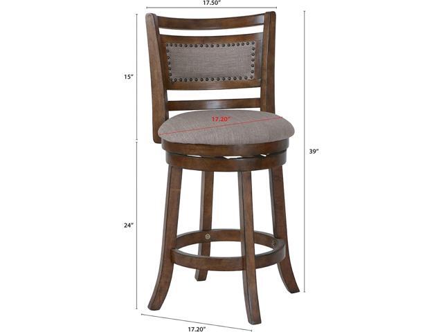 New Classic Furniture Aberdeen Counter Swivel Bar Stool with Open Back and Fabric Upholstered Seat & Back Rest, 24-Inch, Brown
