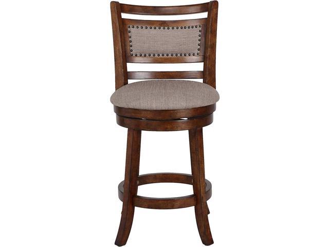 New Classic Furniture Aberdeen Counter Swivel Bar Stool with Open Back and Fabric Upholstered Seat & Back Rest, 24-Inch, Brown