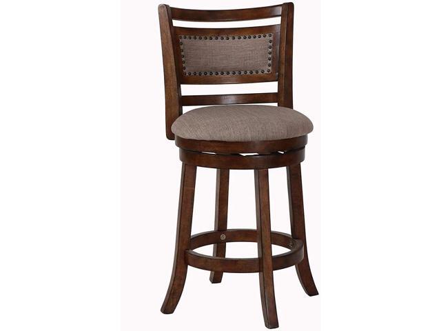 New Classic Furniture Aberdeen Counter Swivel Bar Stool with Open Back and Fabric Upholstered Seat & Back Rest, 24-Inch, Brown