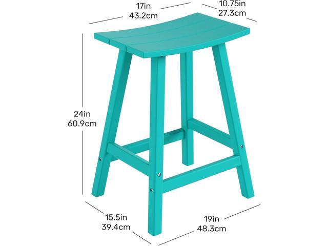 24' Height Outdoor Bar Stools, All-Weather Bar Stools, Adirondack Poly Patio Bar Stool for Patio, Deck, Kitchen Counter and Garden, Turquoise