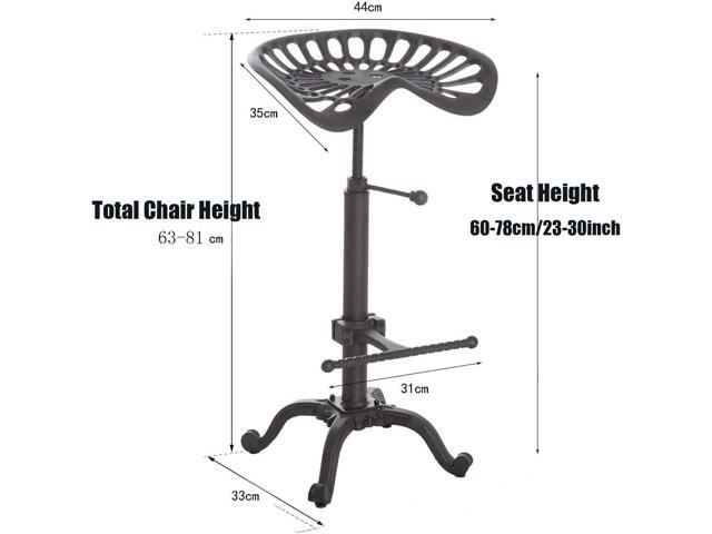 Industrial Bar Stool-Swivel Tractor Seat-Kitchen Dining Counter Chair-Extra Pub Height- Adjustable 24.8-31'-Iron Cast Design