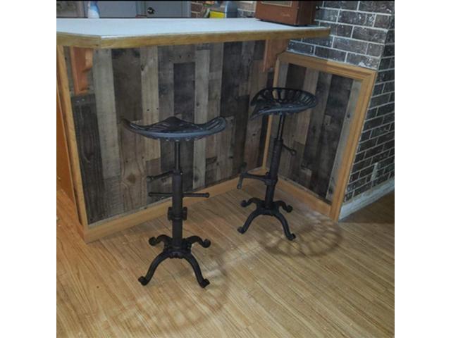 Industrial Bar Stool-Swivel Tractor Seat-Kitchen Dining Counter Chair-Extra Pub Height- Adjustable 24.8-31'-Iron Cast Design