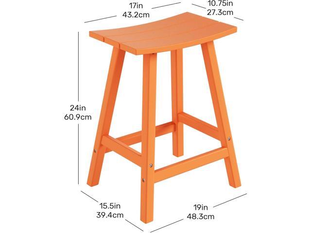 24' Height Outdoor Bar Stools, All-Weather Bar Stools, Adirondack Poly Patio Bar Stool for Patio, Deck, Kitchen Counter and Garden, Orange