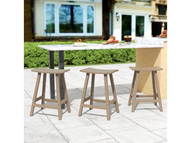 All-Weather Bar Stools Set of 3, 24' Height Outdoor Bar Stools, Adirondack Poly Patio Bar Stool for Patio, Deck, Kitchen Counter and Garden,...