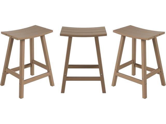 All-Weather Bar Stools Set of 3, 24' Height Outdoor Bar Stools, Adirondack Poly Patio Bar Stool for Patio, Deck, Kitchen Counter and Garden,...