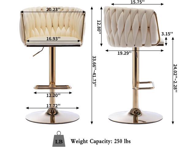 Homtique Bar Stool,Velvet Woven Bar Stools,Adjustable Counter Height Swivel Barstools with Low Back and Gold Base for Kitchen Island,Pub,Dining...