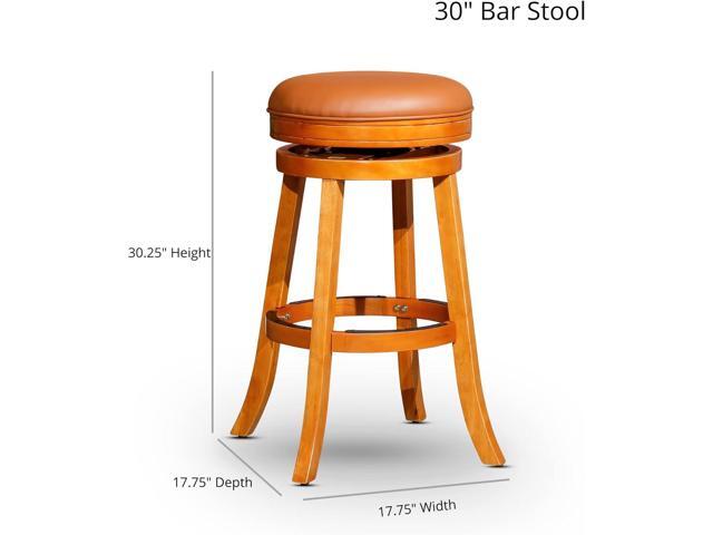 DTY Indoor Living Creede 30 Inch Bar Height Stools, Backless Swivel Bar Stool, Espresso Finish with Beige Fabric Seat, Contemporary Bar Stools