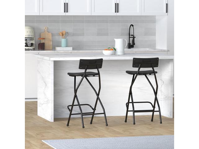 EventStable TitanPRO Folding Bar Stool with Backrest - Black Metal Frame Stool with Back Support - Durable and Sturdy Folding Stool for Outdoor...
