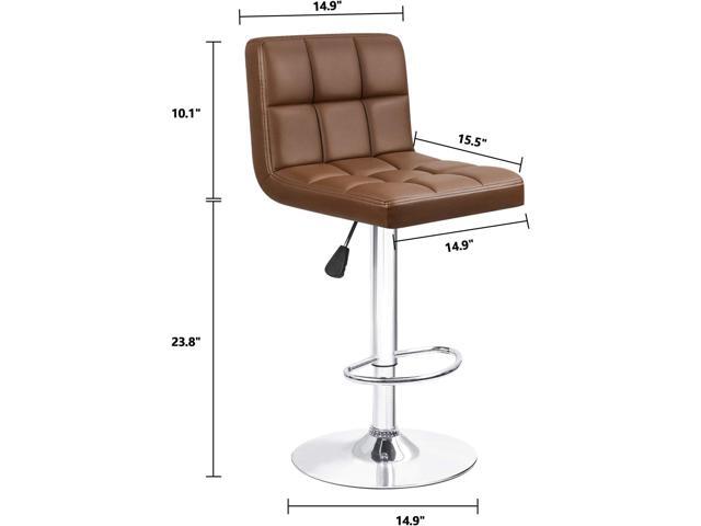 Furniwell Bar Stools Modern Pu Leather Swivel Adjustable Barstools Armless Counter Height Swivel Bar Stool Synthetic Leather Height Square Barstool...