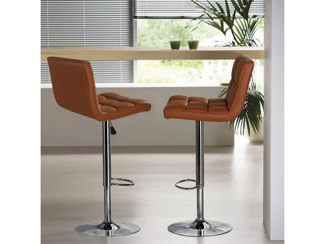 Furniwell Bar Stools Modern Pu Leather Swivel Adjustable Barstools Armless Counter Height Swivel Bar Stool Synthetic Leather Height Square Barstool...