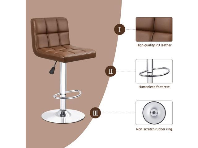 Furniwell Bar Stools Modern Pu Leather Swivel Adjustable Barstools Armless Counter Height Swivel Bar Stool Synthetic Leather Height Square Barstool...