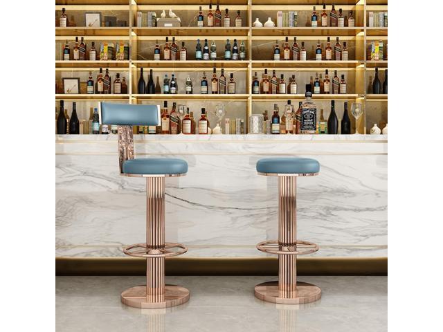 Swivel Bar Stools with Backrest, Modern Adjustable Height Counter Stool with Stainless Steel Legs and Comfortable Cushion, Rose Bar Chairs for...