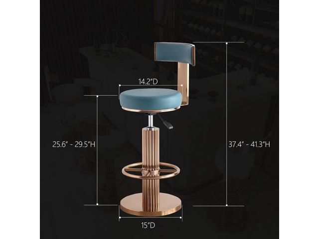 Swivel Bar Stools with Backrest, Modern Adjustable Height Counter Stool with Stainless Steel Legs and Comfortable Cushion, Rose Bar Chairs for...