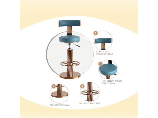 Swivel Bar Stools with Backrest, Modern Adjustable Height Counter Stool with Stainless Steel Legs and Comfortable Cushion, Rose Bar Chairs for...