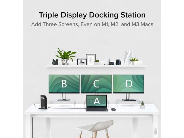 Plugable 13-in-1 USB-C Triple Monitor Docking Station, 100W Laptop Charging, DisplayLink Docking Station for Mac (Driver Req), Windows, Chrome (3...