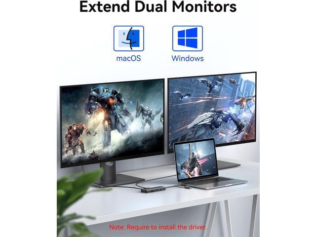 USB 3.0 Docking Station,10 in 1 USB Docking Station Dual Monitor with 2 HDMI,Ethernet,PD 100W,SD/TF,Audio/Mic,USB A Docking Station for Laptop,USB...