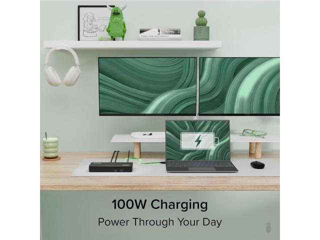 Plugable 12-in-1 USB C Triple Monitor Docking Station, Triple 4K Displays with 3X HDMI or 3X DisplayPort, Compatible with Mac, Windows,...