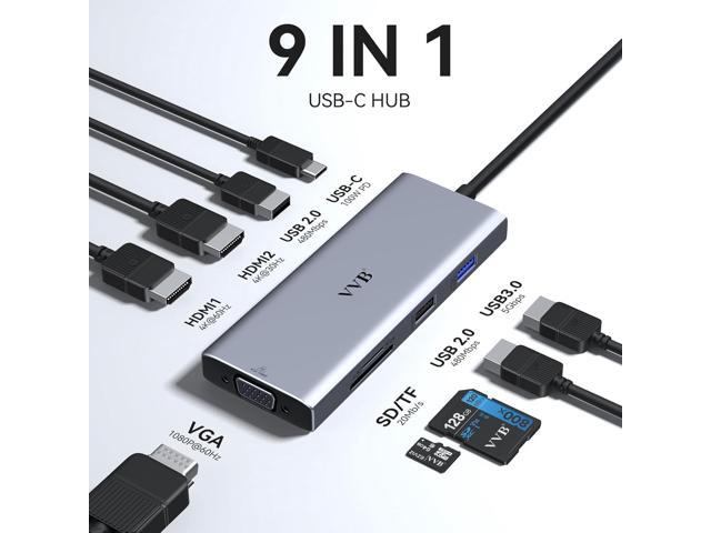 USB C Docking Station Dual Monitor HDMI Adapter for Dell HP Lenovo,Laptop Docking Station 3 Monitors USB C Hub Multiple Adapter Dongle with 2 HDMI...